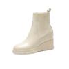 Outono/Inverno 2025 Novo Estilo Tricô Patchwork Botas Curtas Estilo Britânico Moda Versátil Bico Redondo Sola Grossa Aumento de Altura Botas da Moda