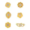 Anillo de Plata S925 Chapado en Oro Incrustado Flor de Girasol Luna Blanca Superficie Agujero Pasante Accesorios Moda DIY Nuevo Chinoiserie Accesorios de Flores Pequeñas