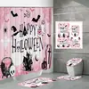Ventas Directas de Fábrica Amazon Comercio Electrónico Halloween Nuevo Estampado Digital Impermeable Poliéster Cortina de Baño Mampara Cortina de Ducha 2