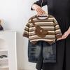Traje de Primavera y Otoño para Niño 2025 Nuevo Estilo Ropa de Bebé Conjunto de Dos Piezas de Manga Larga a Rayas Ropa Infantil Moderna y Guapa