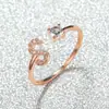Anillo con Letra de Oro Rosa Nuevo de Amazon Transfronterizo Anillo Abierto con Diamante Blanco Joyería de Mano Anillo Único Personalizado Venta al por Mayor