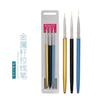 Suministro de fábrica, paquete de 3 pinceles para decoración de uñas, pincel de varilla de metal, pincel para uñas pintadas, pincel pintado