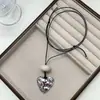 Pingente Padrão Amor Retrô Colar Ajustável Design de Nicho Coreano Corrente para Suéter Colar Coreano