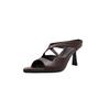 Elegantes, Sexy, Simples y Versátiles Sandalias de Piel de Cabra de Primera Capa con Tiras Cruzadas, Punta Fina Stiletto, Boca de Pez, Cuero Genuino para Mujer, Verano 2025