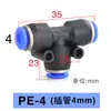 Tipo PET de tres vías PE-4 6 8 10 12 Inserción rápida de plástico junta de tres vías para tubería de gas junta de tres vías presión 12 kg