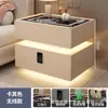 Mesita de noche inteligente de lujo moderno con iluminación ambiental flotante, cerradura de contraseña y carga inalámbrica para uso en dormitorio del hogar