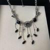 Novo colar chocker com borla preta, design de nicho de luxo leve e distinto, acessórios para colar com pingente de alta qualidade para mulheres