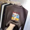 Camiseta Interior Térmica de Doble Cara con Cuello Medio Alto de Manga Larga, Gruesa, para Niñas Mayores, Cálida, Moderna, Otoño e Invierno