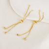 Pulseira de puxar banhada a ouro 18K com zircônias incrustadas para preservação da cor, corrente caixa, corrente extensora DIY, pulseira telescópica universal, acessórios de joalheria
