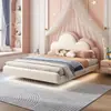 Cama Infantil para Niña Cama Rosa de Princesa Colgante Entorno de Apartamento Pequeño Cama de Piel Ecológica Cama Doble Nube Cama Suave Muebles