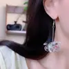 Pendientes de Acrílico Transparente con Forma de Flor de Hada Super Retro con Diamantes para Mujer, Dulce Diseño de Nicho, Pendientes de Gancho de Hada de Gama Alta
