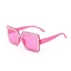 Gafas de Sol Cuadradas con Marco Full Diamante, Tendencia Europea y Americana, con Lentes Degradado de Color Macarrón para Estilismo y Decoración de Vacaciones