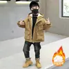 Ropa de Invierno para Niños Parka de Piel de Conejo Estilo Coreano Ropa Gruesa de Algodón con Forro Polar para Niños Ropa de Algodón de Invierno para Niños Pequeños y Medianos Ropa Exterior Venta al por Mayor