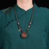 Nuevo collar vintage fantasma de montaña dinero con cuentas de pulpa recubierta colmillo de tigre cadena para clavícula ajustable estilo Xizang para hombres y mujeres