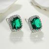 Brincos Retangulares Gordos de Safira Artificial Prata Esterlina 925 Brincos Incrustados com Diamante Zircônia de Alto Carbono Aaa Brincos de Corindo Vermelho Atmosférico