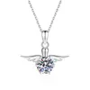 Collar de ángel de plata de ley S925 para mujer, versátil y elegante, colgante de moissanita, joyería que no se decolora, suministro mayorista transfronterizo