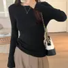 Entrega en una sola pieza Zhao Lusi mismo suéter básico para mujer otoño e invierno suave pegajoso ajustado camiseta cálida prenda interior