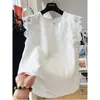 Blusa sin mangas de algodón y lino de alta gama con ribete de encaje estilo coreano para mujer, chaleco de verano