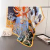 Novo Lenço Quadrado Grande Estilo Coreano Contraste Cetim Imitação de Seda Estampado Lenço de Seda Xale Lenço de Cabeça Protetor de Pescoço Lenço Decorativo