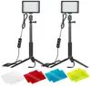Luz de Relleno Cuadrada Tricolor con Filtros de Color Intercambiables, Luz para Fotografía de Video Transmisión en Vivo LED con Atenuación Continua