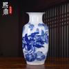 Vaso grande de cerámica de fábrica al por mayor porcelana azul y blanca pintura de paisaje botella de melón de invierno adornos de decoración de estudio de oficina chinos
