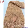 Vestido de Noiva Retro Francês Totalmente Bordado com Lantejoulas Flor Grande Bordado Tecido de Renda Vestido Vestido Malha Bordado Atacado
