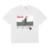 Camiseta de Manga Corta de Alta Calidad Rhude Diamante Color Sólido Estampado de Letras para Hombre y Mujer, Nueva de Verano 2024