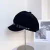 Fivela de Cinto de 2025 com Acabamento de Pelúcia Chapéu Octogonal para Mulheres, Outono e Inverno, Boina Estilo Newsboy Retro que Afina o Rosto, Nova Tendência Estilo Coreano