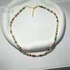 Collar de Piedras Naturales de Colores Mixtos con Perlas de Agua Dulce en Forma de Arroz y Cuentas de Vidrio Dopamina de Colores, Acabado de Alta Gama para Mujer, Gargantilla de Primavera y Verano