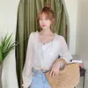 Nueva Blusa Exterior Chal de Verano 2026 para Mujer, Cárdigan Delgado de Gasa, Top de Manga Larga con Protección Solar para Combinar con un Vestido o Chaqueta
