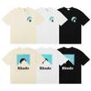 Camiseta holgada de manga corta con estampado de la bandera de la corona de Marlboro Beach de la marca de moda americana RHUDE para hombre y mujer
