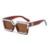 Óculos de Sol Quadrados de Pérola 5235 Lindo Moda Tendência Nicho Rosto de Garota Popular Pequenos Óculos de Sol à Prova de UV