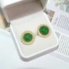 Exquisitos y elegantes pendientes de ágata de girasol con múltiples cuentas retro verdes, regalo de pendientes de calcedonia natural, suministro de pendientes