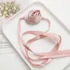 Novo Colar de Cetim Rosa Francês, Atmosfera Retrô, Fita de Flor, Joia de Colar com Tira Trançada para Cabelo DIY