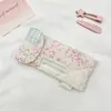 Estuche acolchado estilo coreano con estampado floral y de cuadros, bolsa de maquillaje de gran capacidad con cierre a presión para estudiantes, bolsa girly con tapa abatible para guardar lentes