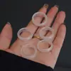 Anillo de Ágata Calcedonia Blanca Natural de Alta Calidad, Anillo Blanco de Ágata Blanca Congelada Lichi Luna Blanca, Anillo Ancho y Grueso para Hombres y Mujeres