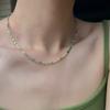 Collar de Dopamina Apilado Color Platino Chapado en Cobre Gradiente Verde Sentido Avanzado Nicho Cadena Clavícula para Mujer