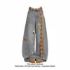 Jeans Anchos Lavados Estilo Retro Americano para Mujer, Otoño, Corte Holgado, Cintura Alta Adelgazante, Pantalones Versátiles de Longitud Completa, Pantalones Curvos