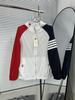 Tb Ventas Directas de Fábrica Versión Alta Primavera y Verano Manga Larga Rayas de Cuatro Barras Mangas Largo Combinación de Colores Ropa para Hombre con Capucha Protección Solar