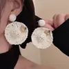 Estilo Ins Bohemio de Vacaciones Pendientes Redondos de Paja Hechos a Mano Pendientes para Foto en la Playa de Mujer Anillo de Oreja de Moda