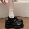 Nuevos Mocasines de Piel Genuina con Suela Gruesa Estilo Universitario JK Zapatos Pequeños de Piel para Mujer Suela Suave Cómodos para Caminar Viajar Zapatos de Vestir
