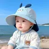 Sombrero de Sol para Bebé con Ala Ancha para Cubrir la Nuca, Diseño de Animales de Dibujos Animados, Sombrero de Pescador con Protección Solar, Estilo de Malla Fina, Sombrero de Verano para Niños y Niñas