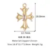 Colgante de Cruz de Cobre Chapado en Oro de 14K con Dijes de Estrella de Zirconia para Joyería DIY Pulsera Collar Accesorio de Colgante Individual