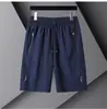 Pantalones de Verano de Secado Rápido para Hombre, Pantalones Casuales, Pantalones Cortos de Seda de Hielo de Alta Elasticidad, Pantalones Medios Deportivos, Tendencia de Pantalones de Playa