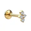Aleación de Titanio F136 Trébol de Cuatro Hojas Circonita Tachuela para Cartílago de la Oreja Dibujos Animados Titanio Puro G23 Rosca Interna Joyería para Piercing Corporal
