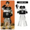 Moda Infantil Hip Hop Roupas Hip Hop Cool Meninos Preto Prata Marca de Moda terno Meninas Show Dia de Ano Novo hiphop Roupa de Performance