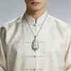 Pingente de Guanyin esmaltado banhado a prata com motivo de lótus, Buda Maitreya para paz e proteção, colar de clavícula estilo chinês atacado