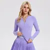 Conjunto Esportivo Camisa Caijue Henry para Mulheres, Manga Longa, Slim Fit, Roupa de Yoga, Saia Esportiva Plissada, Conjunto de Roupa para Tênis para Mulheres