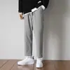 Pantalones de pierna recta de seda helada para hombre de verano, modernos, ligeros, fluidos, casuales, deportivos, de moda, de pierna ancha, largos