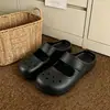 Zapatos Huecos Transpirables de Uso Diario para Mujer, Estilo Juvenil de Verano, Zuecos Mary Jane de Color Sólido Estilo Coreano de Eva